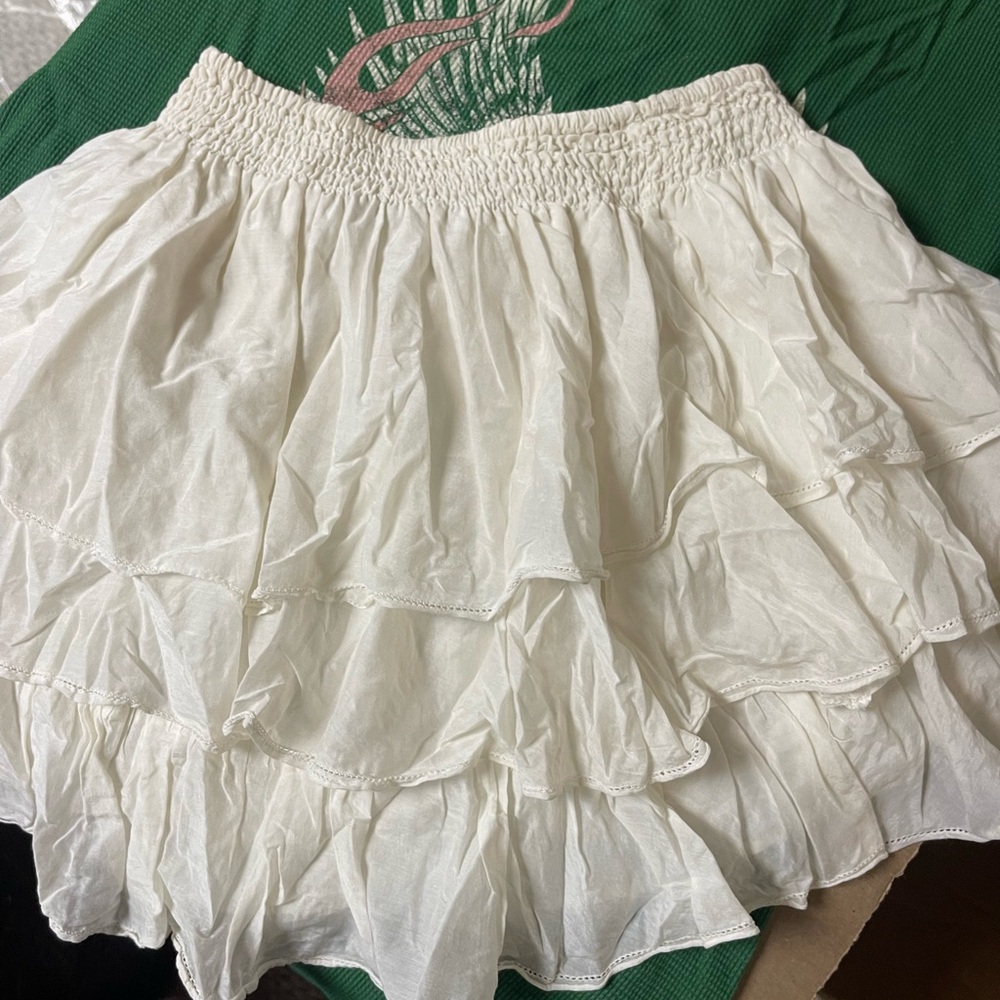 JOIE White Ruffle Skirt